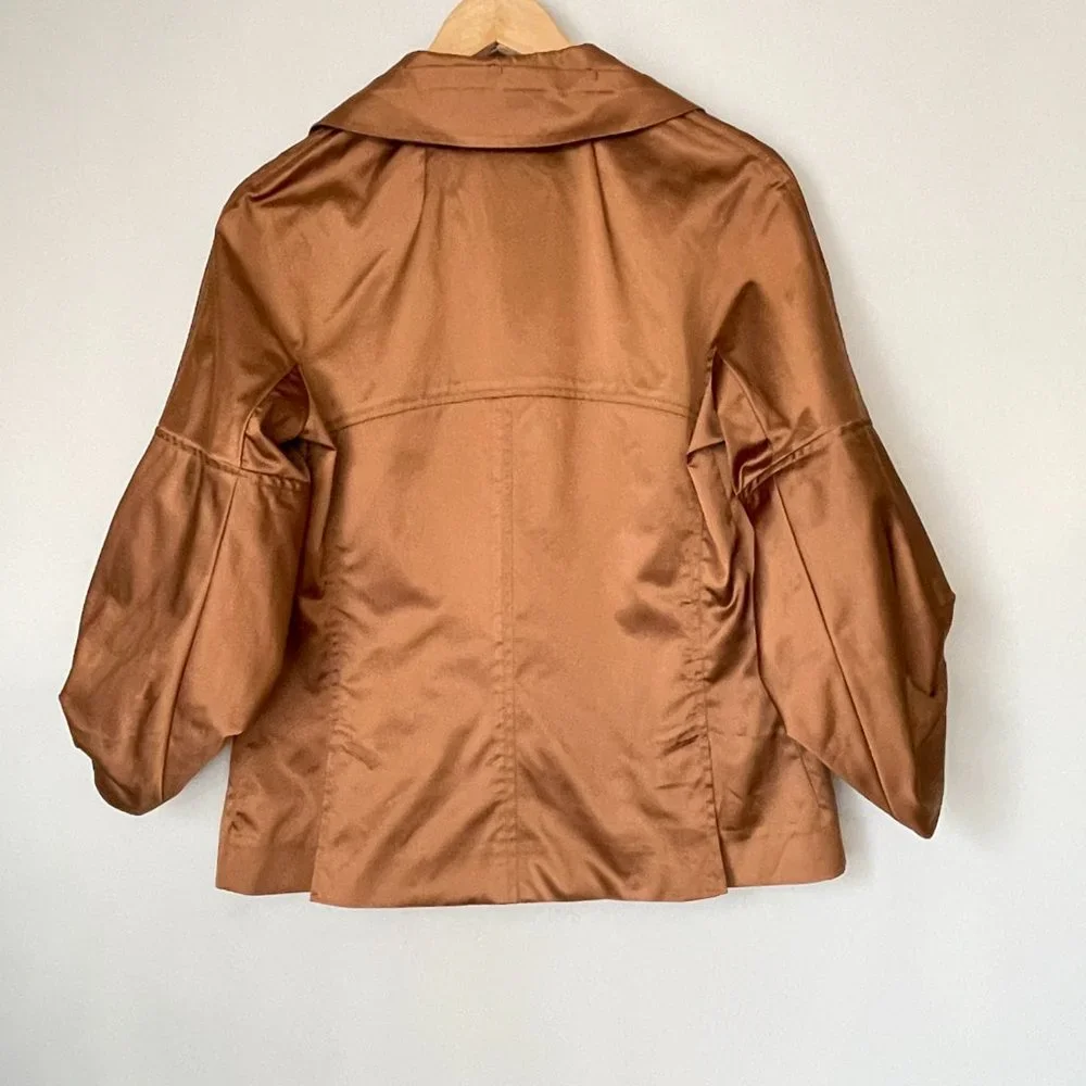 Copper Per Se 3/4 Wide Sleeve Collared Belted Blazer Jacket - Picture 3 of 6